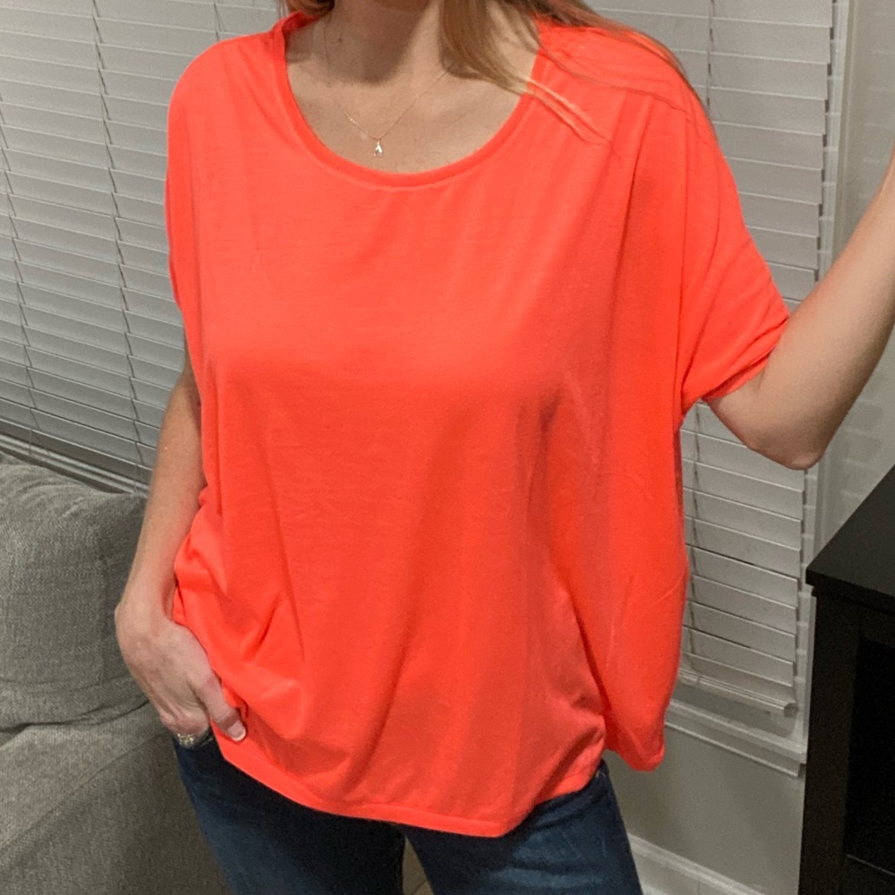 JUST FEMALE Oversized Neon Orange/Pink S/M Tee Shirt - Picture 3 of 11